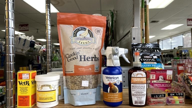 An Image of Four Star Supply's Selection of Chicken feed, wash, and insecticides