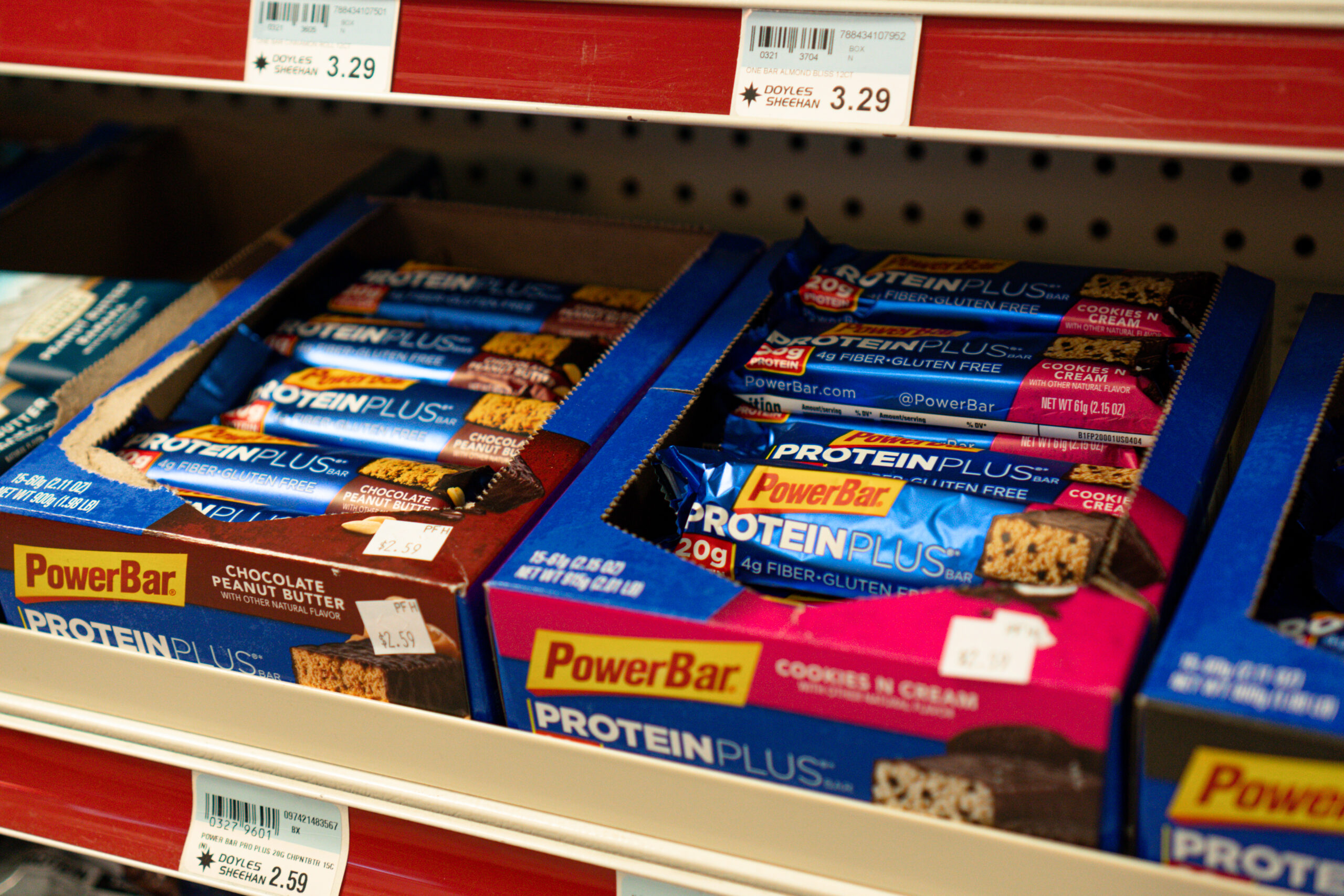 Power Bar Protein Bars available for sale at a Four Star Supplies owned convenience store