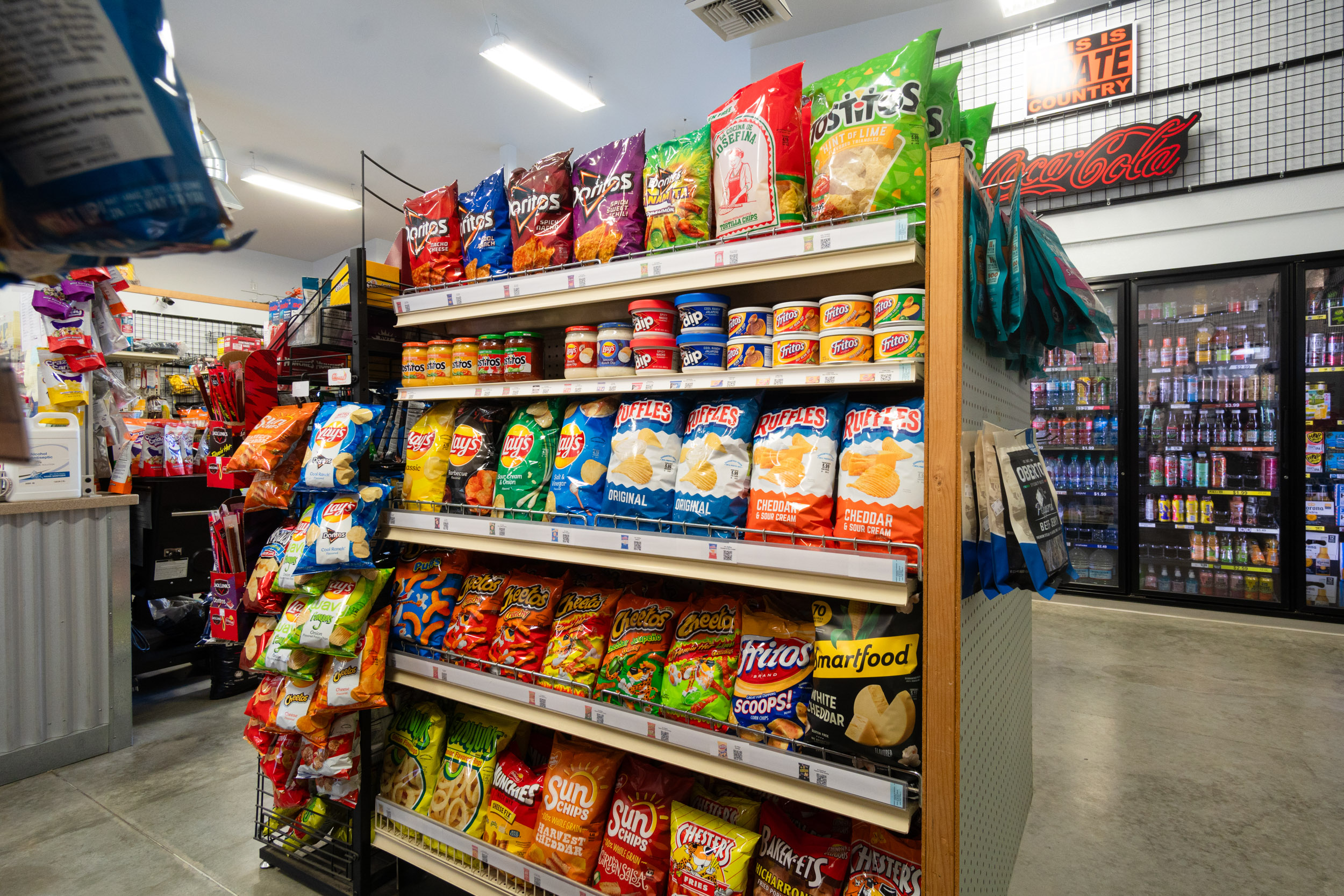 A selection of chips & dips available for sale at Four Star Supply owned convenience stores