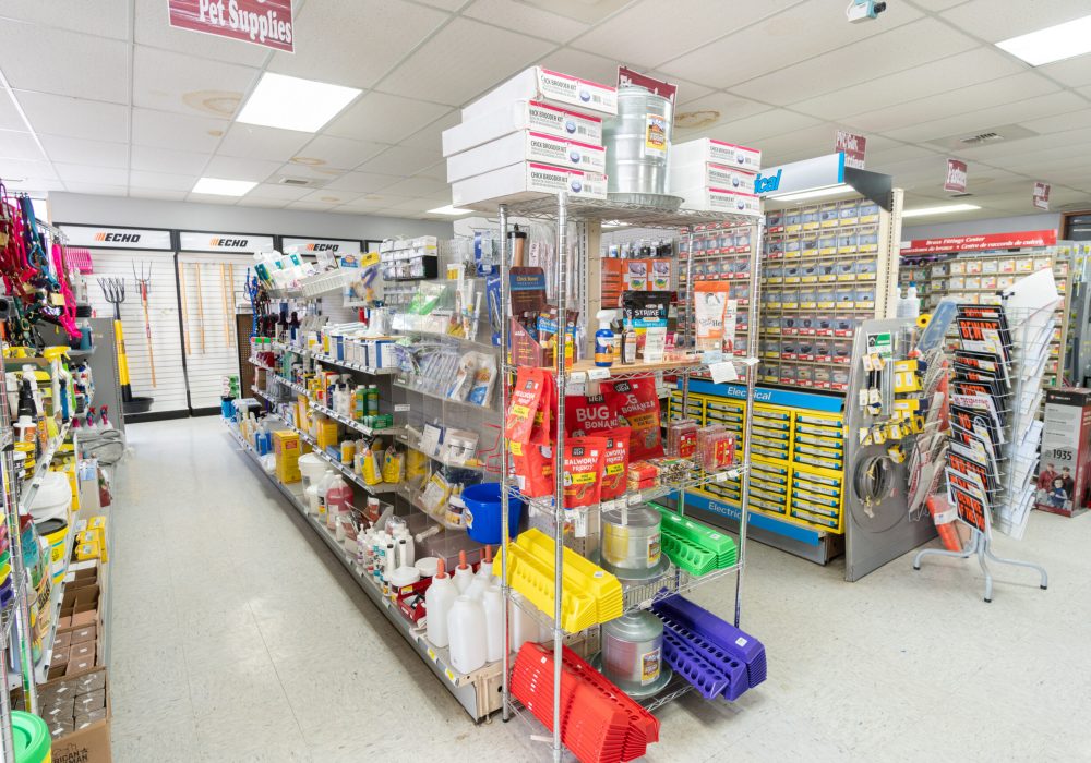 Various animal care products for sale at Four Star Supply