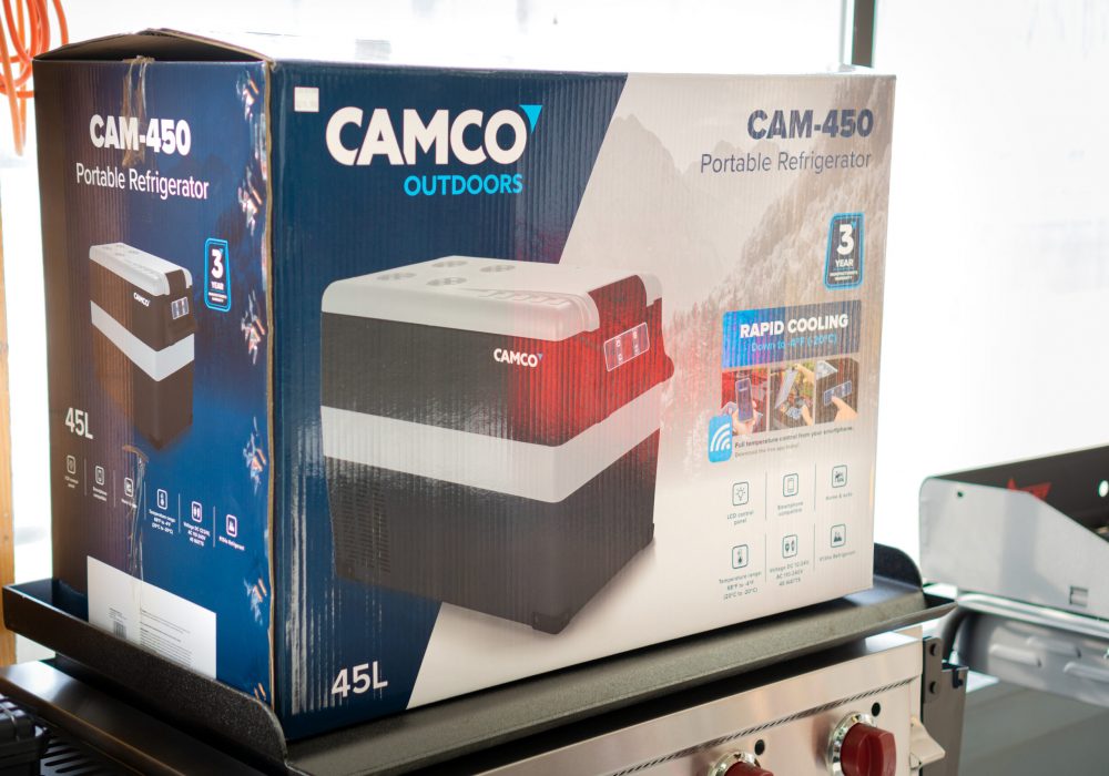 A Camco brand outdoor portable Refrigerator