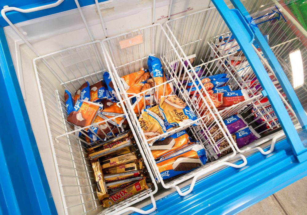 Ice cream bars available for sale at a Four Star Supply convenience store.