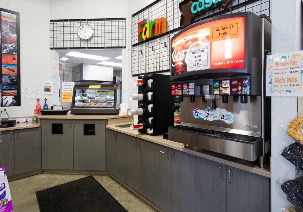 The soda fountain & hot and ready food counter at a Four Star Supply owned convenience store