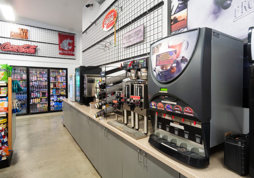 The coffee station at a Four Star Supply convenience store