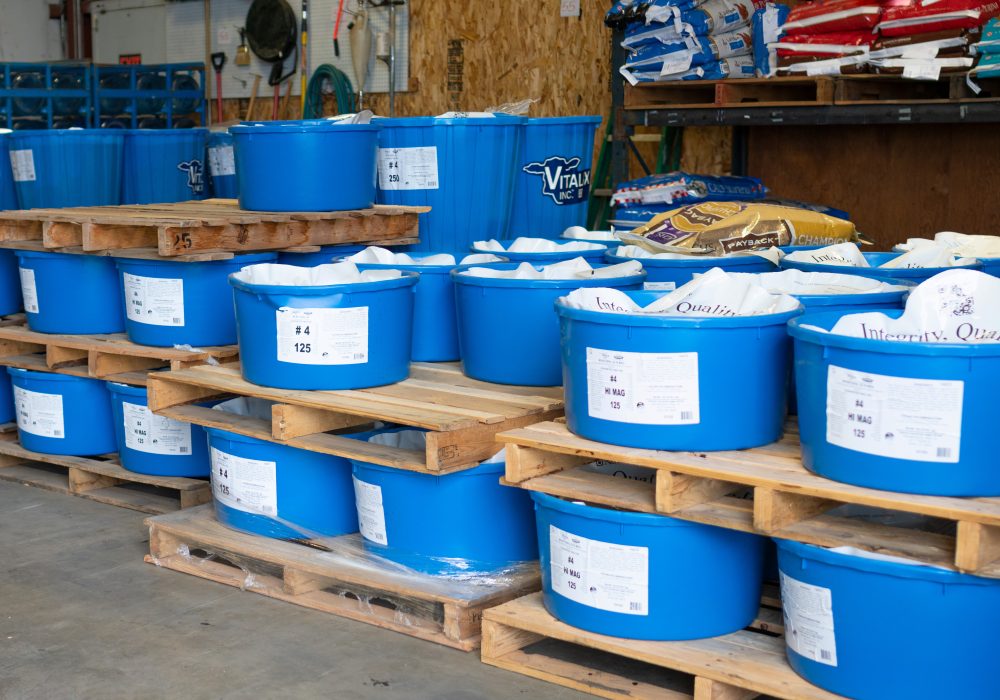 Pallets of Vitalix Feed Buckets