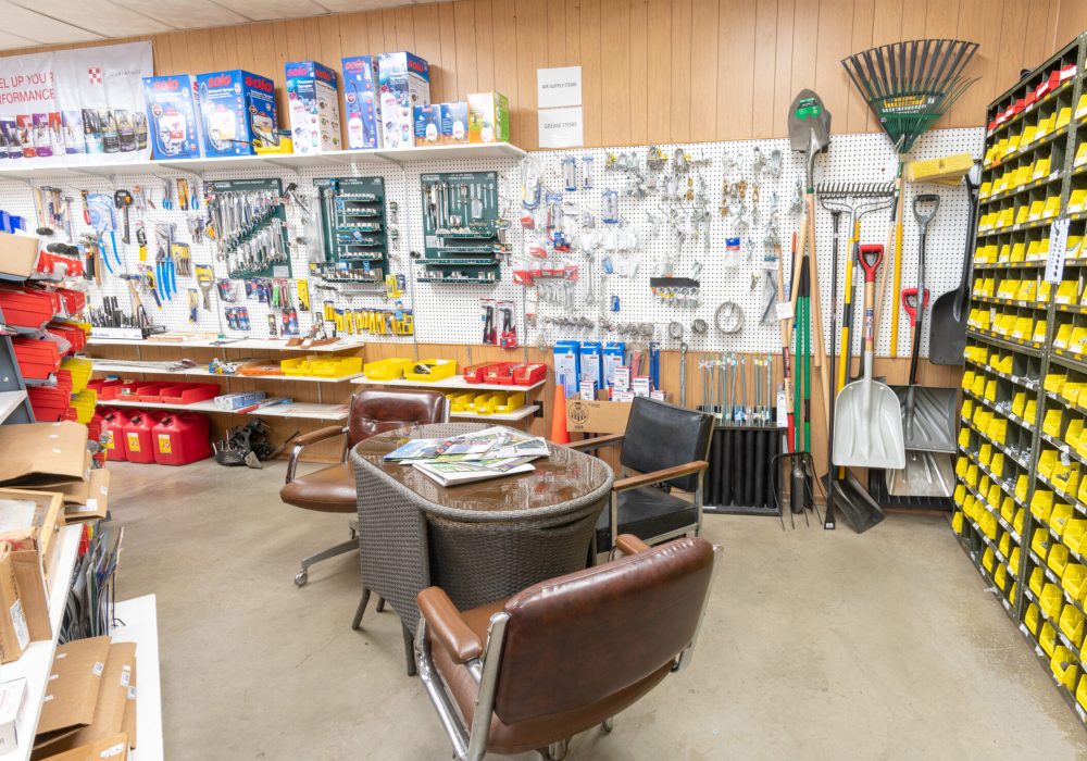 The Tool Aisle and adjacent seating area at Four Star Supply